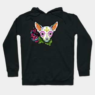 Chihuahua in White - Day of the Dead Sugar Skull Dog Hoodie